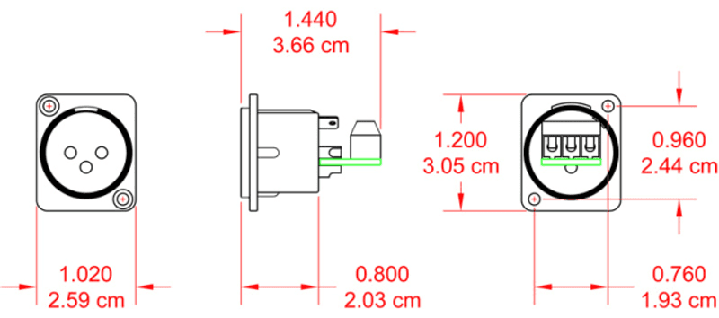 RDL Kontakt XLR Han AMS