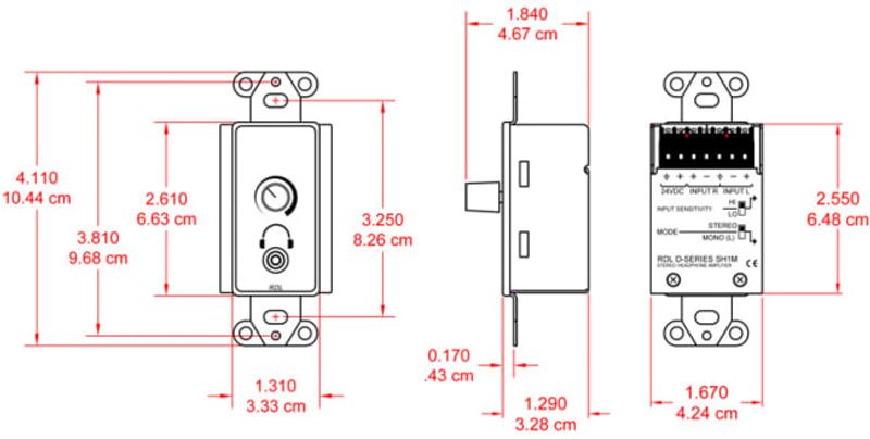 RDL Forsterker Hodetelefon Stereo 3,5mm for US-veggboks, sort