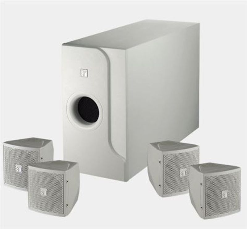 TOA Høyttalersystem 4xSatelitt 1x sub 2x160W Hvit