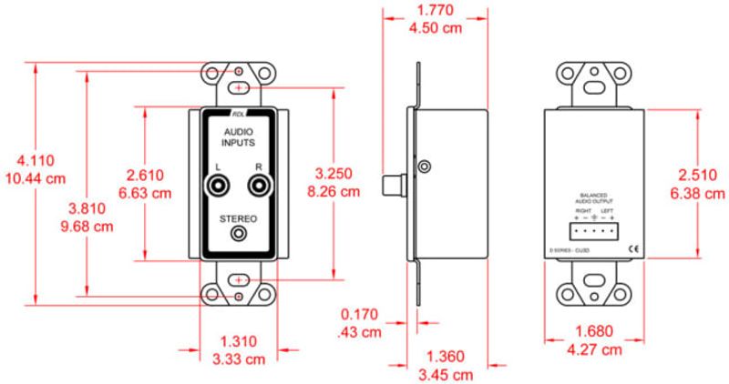 RDL Termineringsplate RCA+3,5mm trafobal. Stereo, for USbox,Hvit