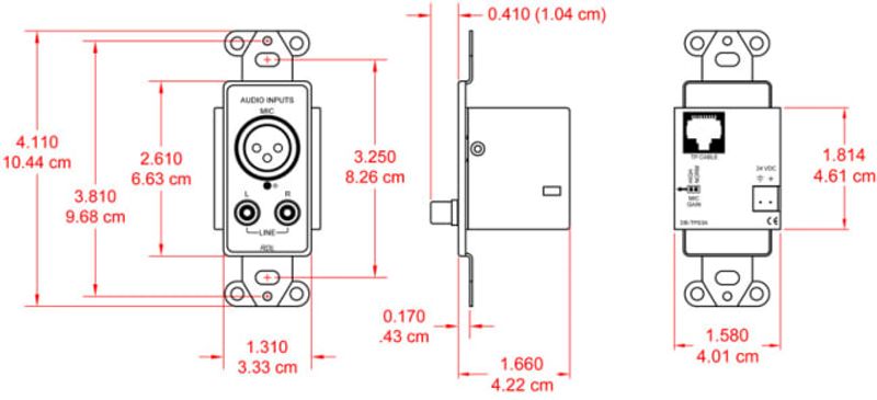 RDL Term.plate 1x XLRF+2x RCA Aktiv 3-par sender for USboks,sort