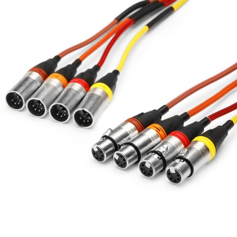 4-PAR DMX kabel 4 x XLR-F til 4 x XLR-M, 5P, 12m