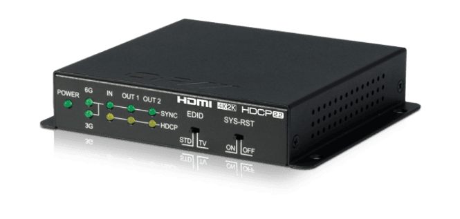 Hovedbilde 1 to 2 HDMI Distribution Amplifier 4K, HDCP2.2, HDMI2.0