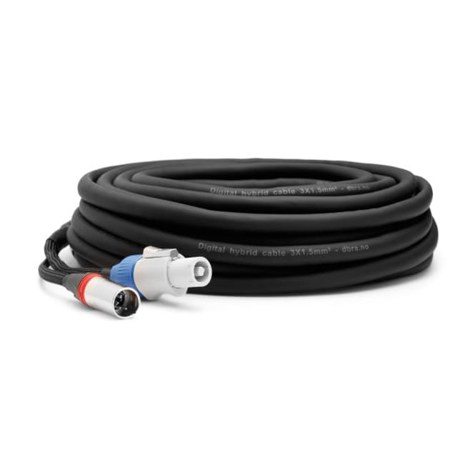 Hovedbilde Hybridkabel DMX powercon 1,5mm2 + 5P XLR, 3m