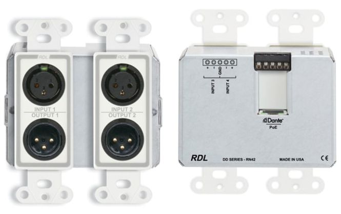 Hovedbilde Dante Veggpanel Bi-Directional Mic/Line Interf.4x2 POE Hvit